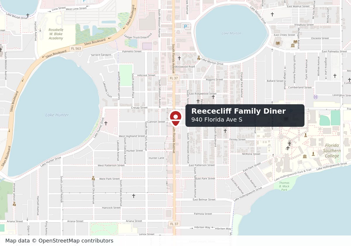 Static map showing Reececliff Family Diner at 940 Florida Ave S, Lakeland, FL 33803